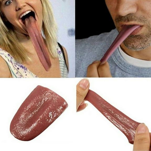 Walbest Silicone Simulation Tongue Magic Prop, Cosplay Accessory Portable Prank Toy Fake Tongue for Halloween