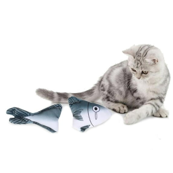 Walbest Simulation Fish Shark Cat Toy, Plush Interactive Cat Toys, Fun Toy for Cat Exercise, Fish Head & Fish Tail Toy