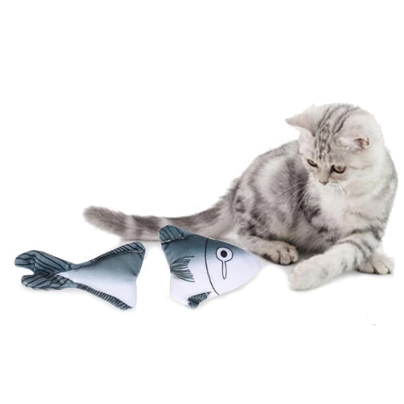 Walbest Simulation Fish Shark Cat Toy, Plush Interactive Cat Toys, Fun Toy for Cat Exercise, Fish Head & Fish Tail Toy