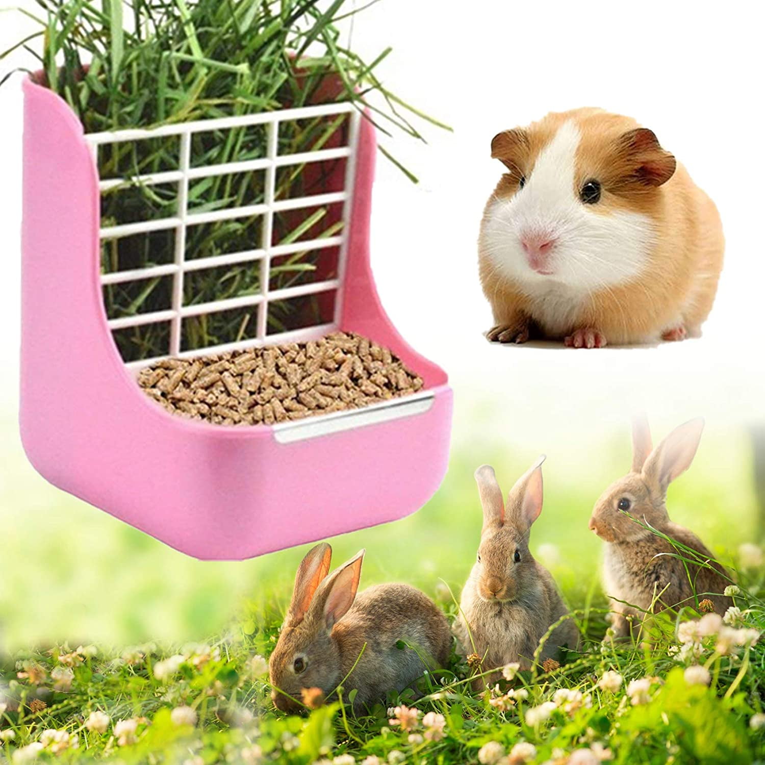 Walbest Small Animals Feeder Rabbit Feeder Bunny Feeder Rabbit Guinea Pig Feeder 2 in 1 Food for Guinea Pig Bunny Rabbit Food Feeder Small Animals Food Feeder Pink Walmart