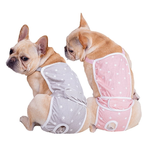 Walbest Small Dog Cute Summer Cotton Stripe Sanitary Pantie with Adjustable Strap Suspender Physiological Pants Pet Underwear Diaper Jumpsuit for Girl Dog Teddy Young Corgi French Bulldog Puppy