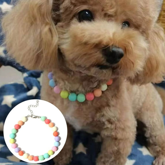 Walbest Small Dogs Necklace Faux Pearl Rhinestone Female Cat Puppy Doggies Jewelry Grooming Accessories Multicolor