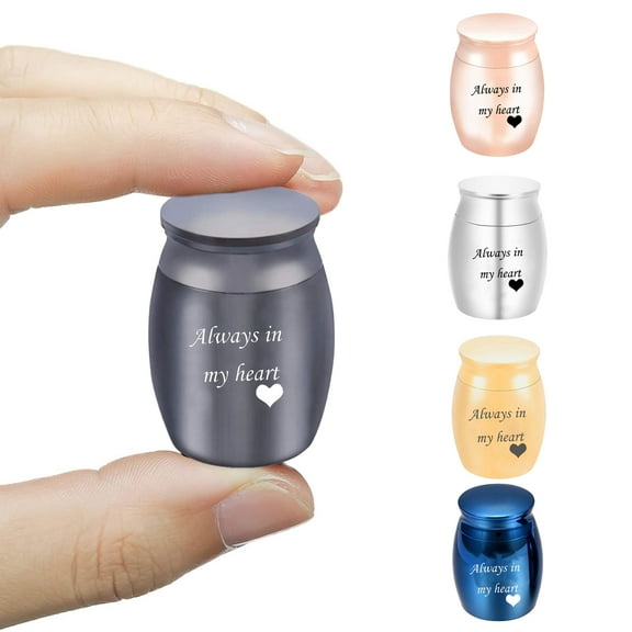 Walbest Small Keepsake Urns for Ashes Mini Cremation Urns for Ashes Stainless Steel Memorial Ashes Holder Boxes-Always in my heart