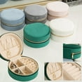 thumbnail image 1 of Walbest Small Velvet Travel Jewelry Box, Display Storage Case for Rings Earrings Necklace, Round Detachable Division Plate Zipper Closure Jewelry Organizer Case, 1 of 7