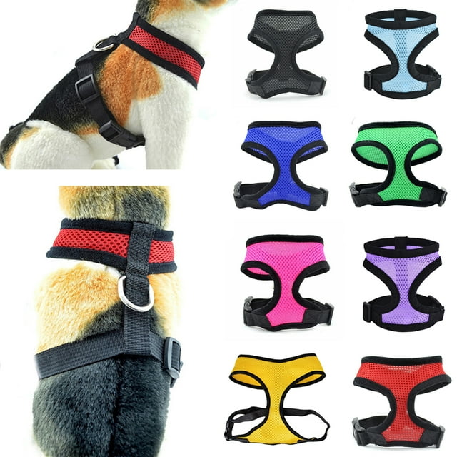 Walbest Soft Mesh Dog Harness Pet Walking Vest Puppy Padded Harnesses Adjustable (L, Dark Blue)