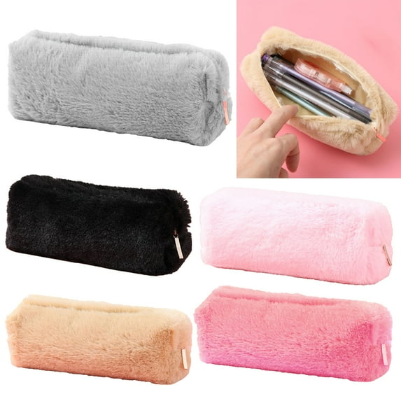 Walbest Soft Velvet Plush Pen Pencil Bag, Student Zipper Stationery Storage Case