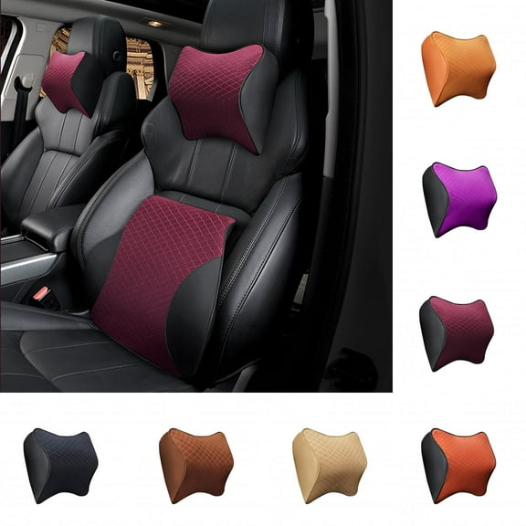 Walbest Space Memory Foam Car Lumbar Support Auto Neck Pillow Headrest Head Restraint