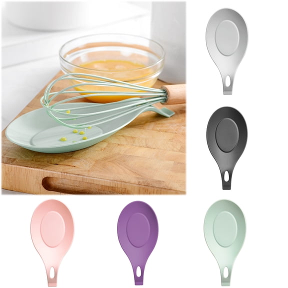 Walbest Spoon Holder Stretchy Anti-slid Base Silicone Practical Heat-resistant Spoon Mat for Kitchen