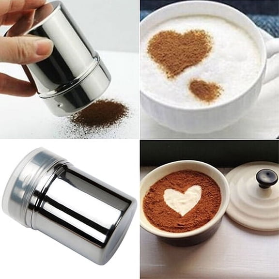 Walbest Stainless Steel Fine Mesh Shaker Cinnamon Icing Sugar Powder Cocoa Flour Chocolate Coffee Sifter, Powder Sugar Shaker with Lid for Kitchen Baking Cooking