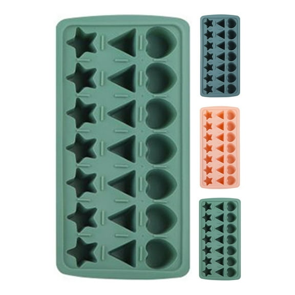Walbest Star/Triangle/Heart Shape Silicone Ice Cube Mold, 21 Grids Creative Reusable Ice Tray Mold, DIY Home Chocolate Candy Mould Green