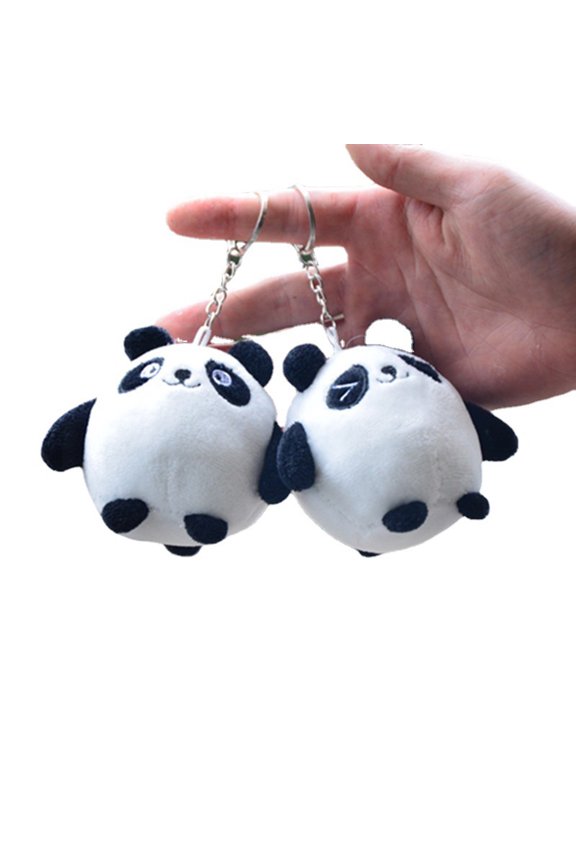 Stuffed Keychain High Simulation Breathable Decorative Toy Cartoon Stuffed Panda Doll Keyring