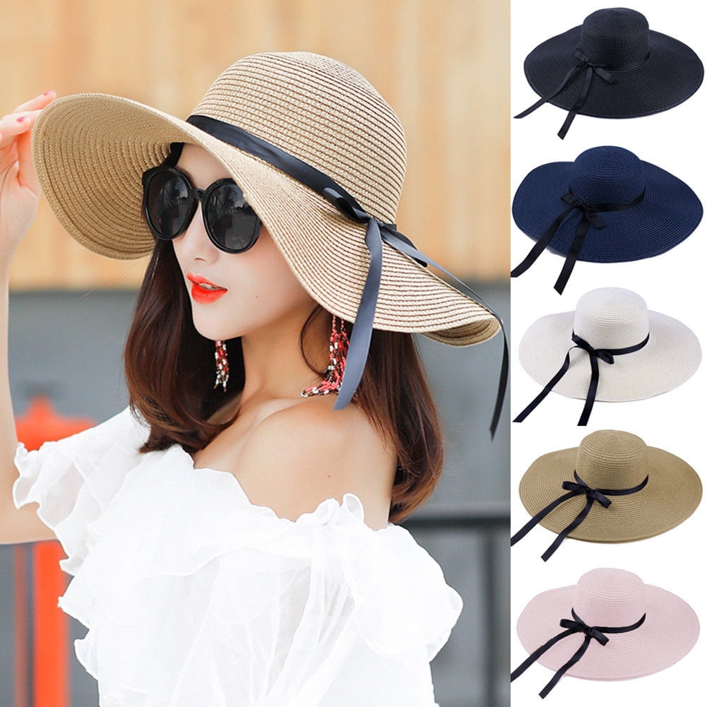 Walbest Sun Hat for Women UPF 50+ UV Sun Protection Womens Wide Brim Beach  Hat, Summer Gardening Travel Floppy Foldable Straw Ribbon Bow Hat