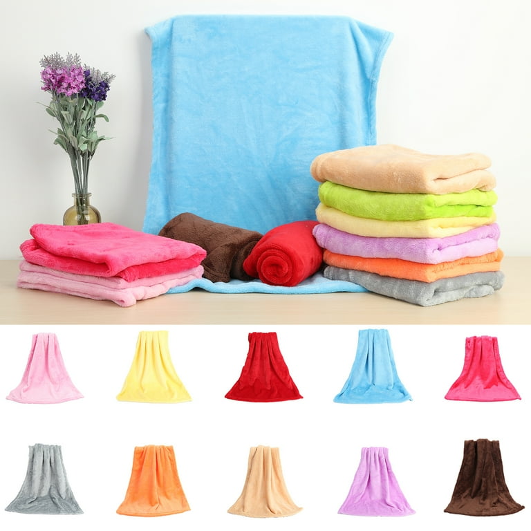 Walbest Super Soft Mini Coral Fleece Blanket Shaggy Universal Solid color Fleece Blanket for Sofa Pillow