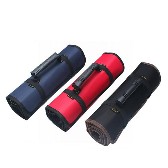 Walbest Tool Roll Rugged Bag, Heavy Duty Water Resistant Tool Roll Up Storage Organizer Handbag, Hanging Tote Carrier for Electrician Plumber Carpenter or Mechanic (Red)