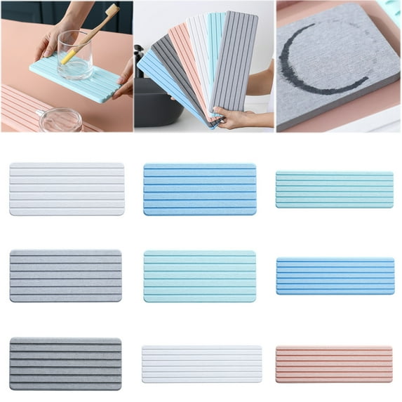 Walbest Toothbrush Cup Absorbent Pad, Household Bathroom Quick Dry Storage Soap Pad, Mildew-proof Diatomite Soap Dish Toothbrush Cup Tray, Strong Water Absorption Visible