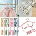 thumbnail image 1 of Walbest Travel Hanger with 2pcs Clips Portable Folding Clothes Hanger, Plastic Space Saving Foldable Drying Rack for Scarves Suits Trousers Pants Shirts Socks Underwear Travel Home Clothes, 1pc, 1 of 7