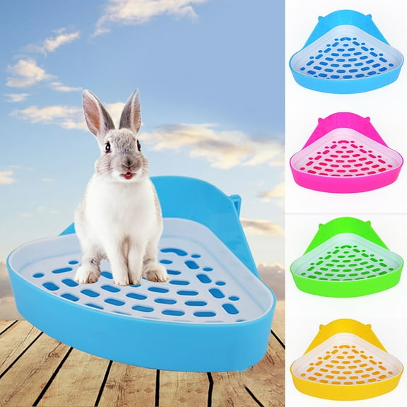 Walbest Triangle Potty Trainer Corner Bunny Toilet Guinea Pig Litter Bedding Plastic Box Pet Pan for Rabbit Chinchilla Hamster Ferret Small Animal (Yellow)