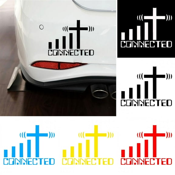 Walbest Universal Car Auto Vehicle Reflective Connected Cross WiFi Christian Decals Sticker Decoration