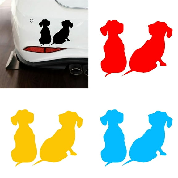 Walbest Universal Car SUV Vehicle Motorcycle Cute Dachshund Dog Reflective Decals Sticker Decoration