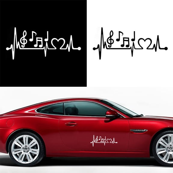 Walbest Universal Car Sticker - Car Body Window Musical Note Heartbeat Auto Decal Self-adhesive Decor
