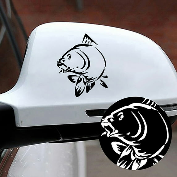 Walbest Universal Car Stickers - Waterproof Carp Fishing Auto Truck Kayak Boat Decals Decoration, White