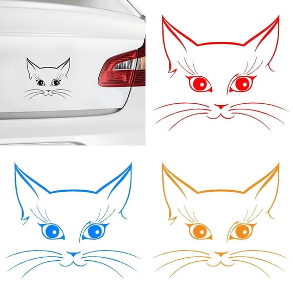 Walbest Universal Car Vehicle Body Window Reflective Decals Sticker Decor - Yellow Cute Cat Head