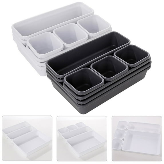 Walbest Value 8-Piece Home Drawer Storage Tray Box Office Desk Closet Jewelry Makeup Organizer, Containers Basket Bins for Underwear Bras Socks Panties Lingeries Nursery Baby Clothes Organizer Box