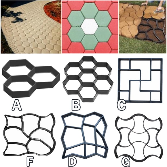 Walbest Walk Path Maker Plastic Mold, Reusable DIY Stone Road Mold Paving Pavement Concrete Mold Stepping Stone Paver Walk Way Cement Mold for Patio, Lawn & Garden
