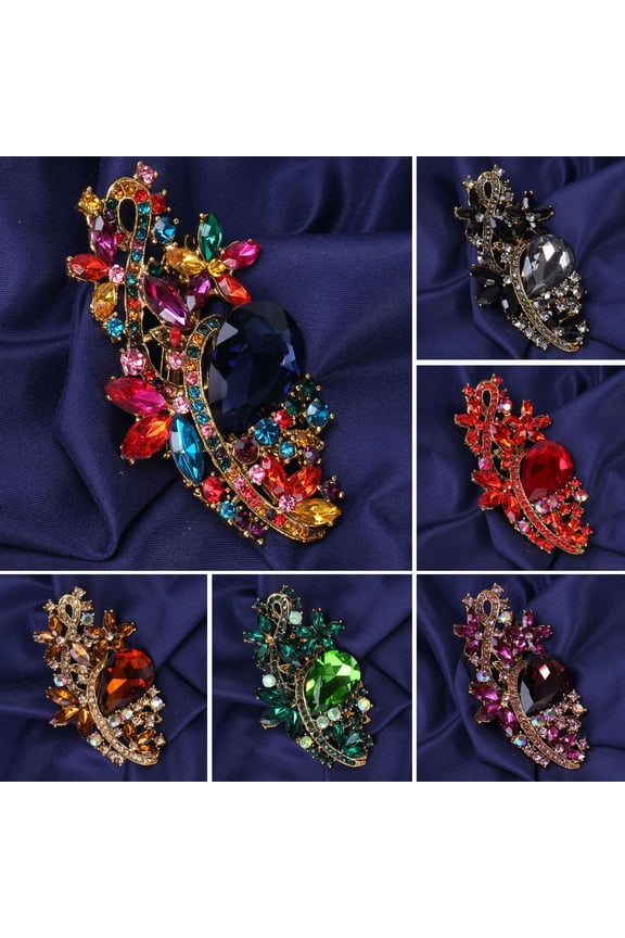 Waterdrop Faux Crystal Flower Brooch Rhinestones Elegant Clothing Accessories, Sweater Cardigan Coat Business Suit Lapel Pin Fashion Jewelry Gift