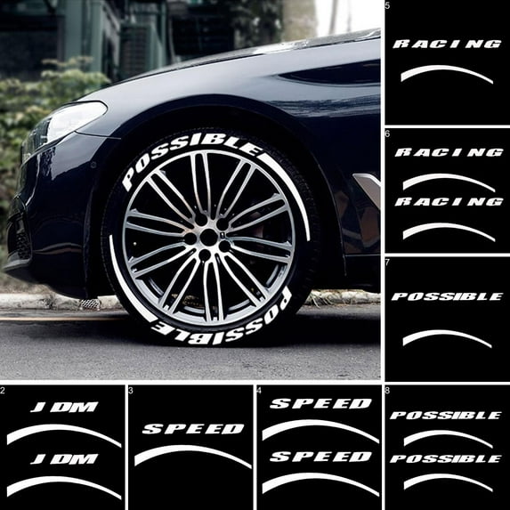 Walbest Waterproof 3D Car Tire Decorative Decals for SUV/Truck, Approx. 1.06 x 0.03 in, PVC
