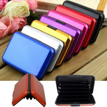 Walbest Waterproof 6 Slots RFID Blocking Credit Card Protector Aluminum ID Case Hard Shell Business Card Holder Metal Wallet for Men or Women