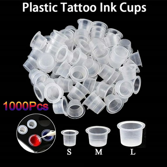 Walbest Waterproof Plastic Tattoo Ink Caps Cups - 1000 pcs Disposable Tattoo Ink Cups S/M/L(Optional), Tattoo Pigment Ink Caps for Tattooing, Tattoo Supplies, Tattoo Kits