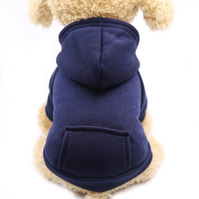 Walbest Winter Dog Hoodie Sweaters with Pockets Warm Dog Clothes for Small Dogs Chihuahua Coat Clothing Puppy cat Custume (Navy, S)