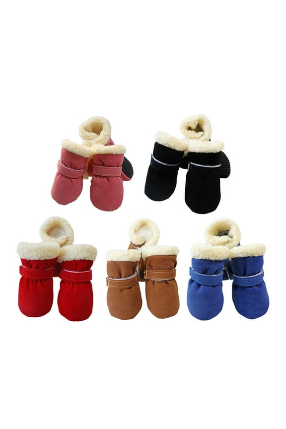Winter Pet (Dog/Cat) Snow Boots Wear-Resistant Non-Slip Soles Thick Plush Super Cold Snow-Proof Pet Shoes