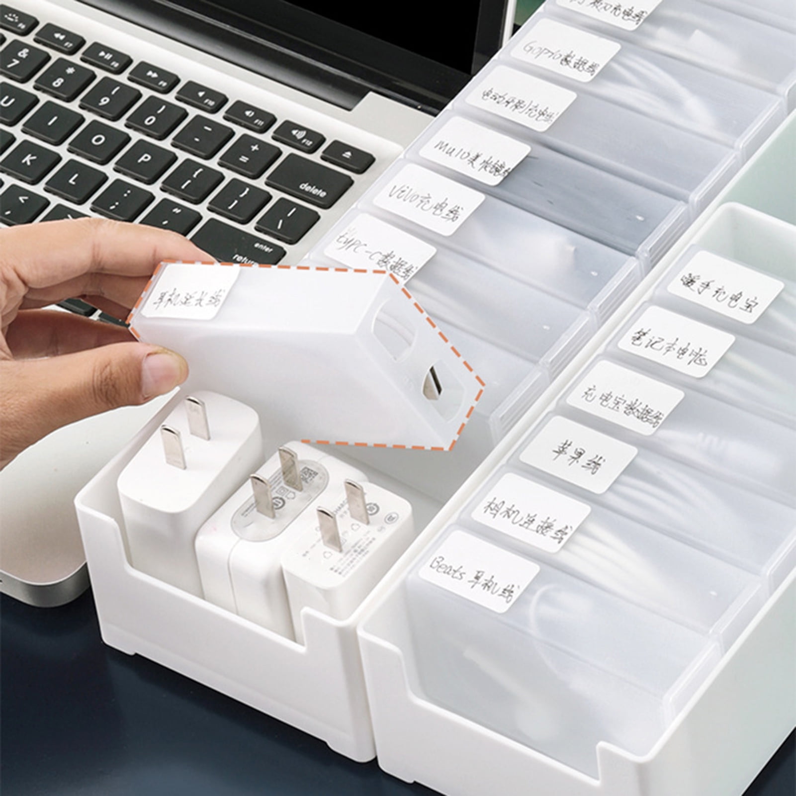 Walbest Wire Storage Box Plastic Data Line Management Organizer Box, Transparent