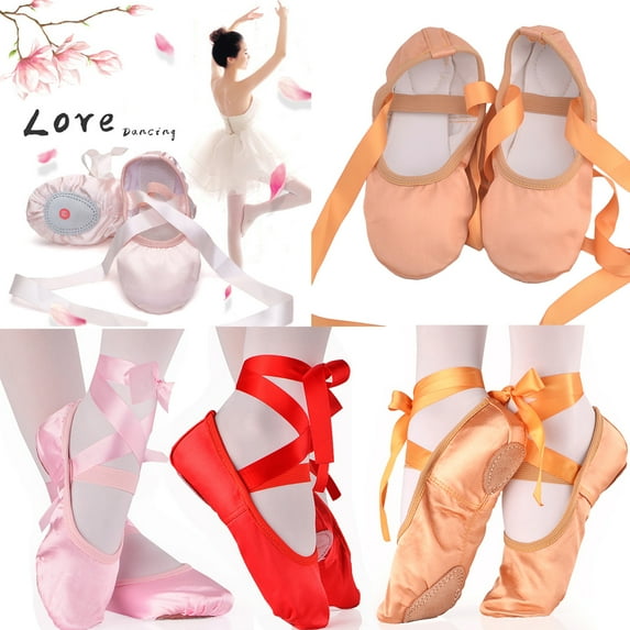Walbest Women Girls Fashion Indoor Toe Pointe Soft Sole Dancing Shoes, Gymnastics Ballet Dance Yoga Shoes with Ribbon Indoor Sports Accessories