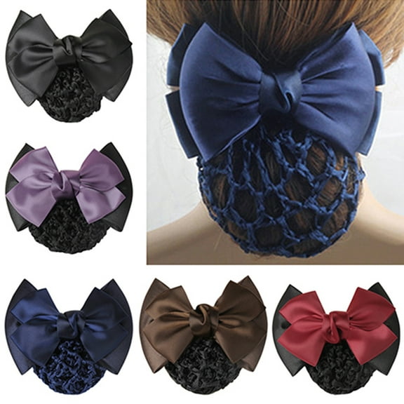 Walbest Women Pro Bow Barrette Hair Clip Cover Bowknot Bun Snood Hairnet Hair Accessory
