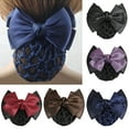 thumbnail image 1 of Walbest Women's Bowknot Bun Cover Hairnet Lace Bow Barrette Hair Clip, Black, 1 of 7