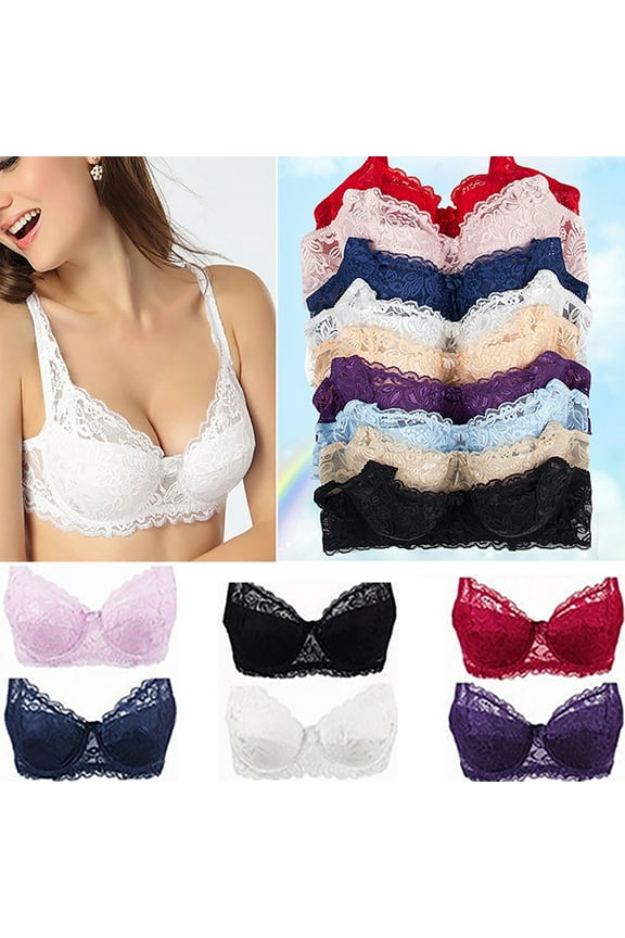 Womens Daily Wear Sexy Lace Adjustable Bra Deep V Push Up Shaping Lightly Padded Brassiere (S-XXL)
