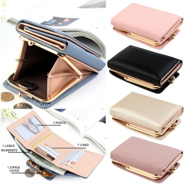 Walbest Womens Korean Style Faux Leather Trifold Short Wallet Cash Card Holder Coin Purse