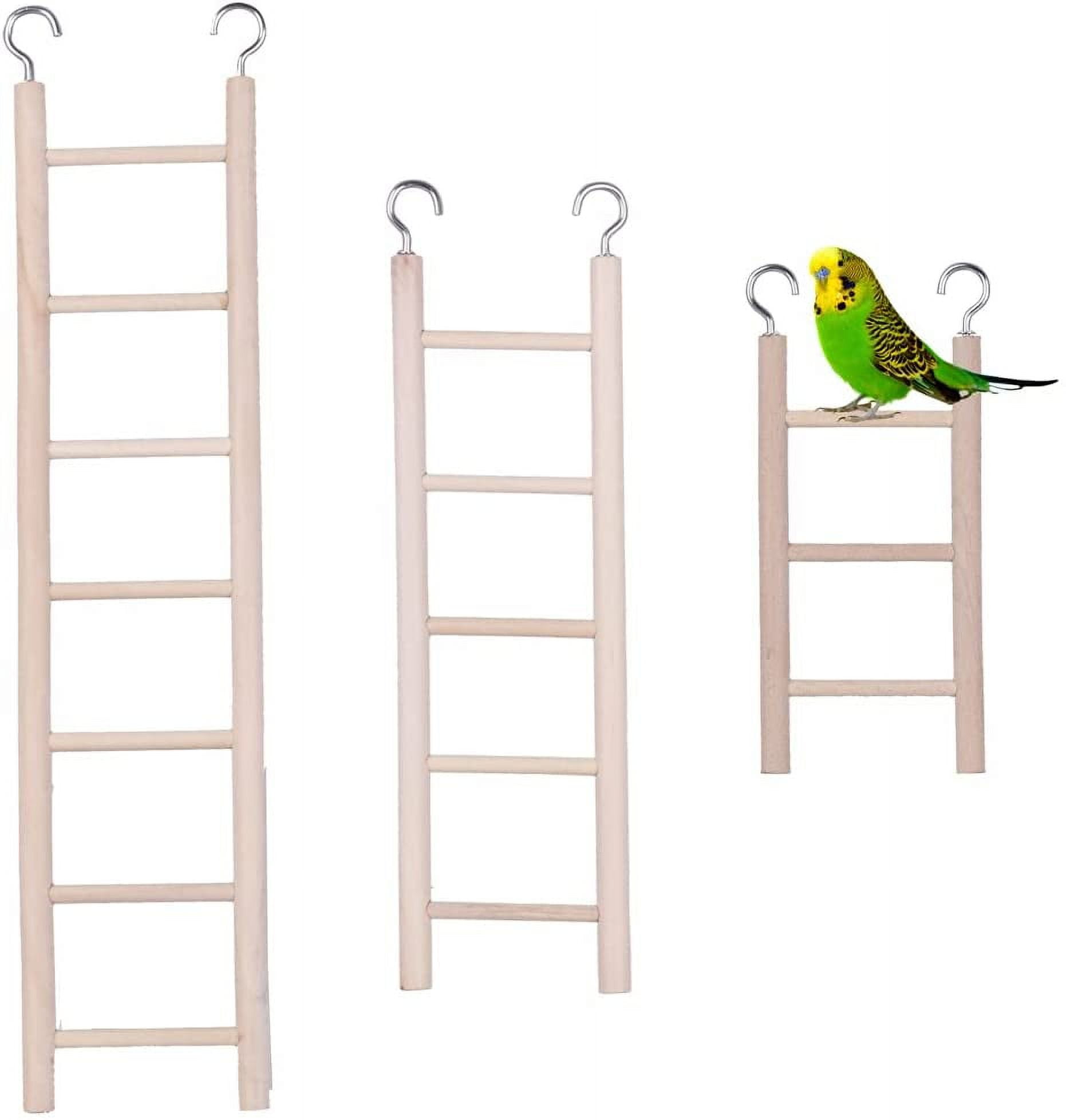 Walbest Wooden Bird Ladder for Cage, Bird Parrot Step Ladders Toys