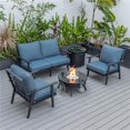 thumbnail image 1 of Walbrooke Modern Black Patio Conversation with Round Fire Pit Slats Design & Tank Holder, Navy Blue, 1 of 1