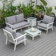 thumbnail image 1 of Walbrooke Modern White Patio Conversation with Square Fire Pit & Tank Holder, Gray, 1 of 1