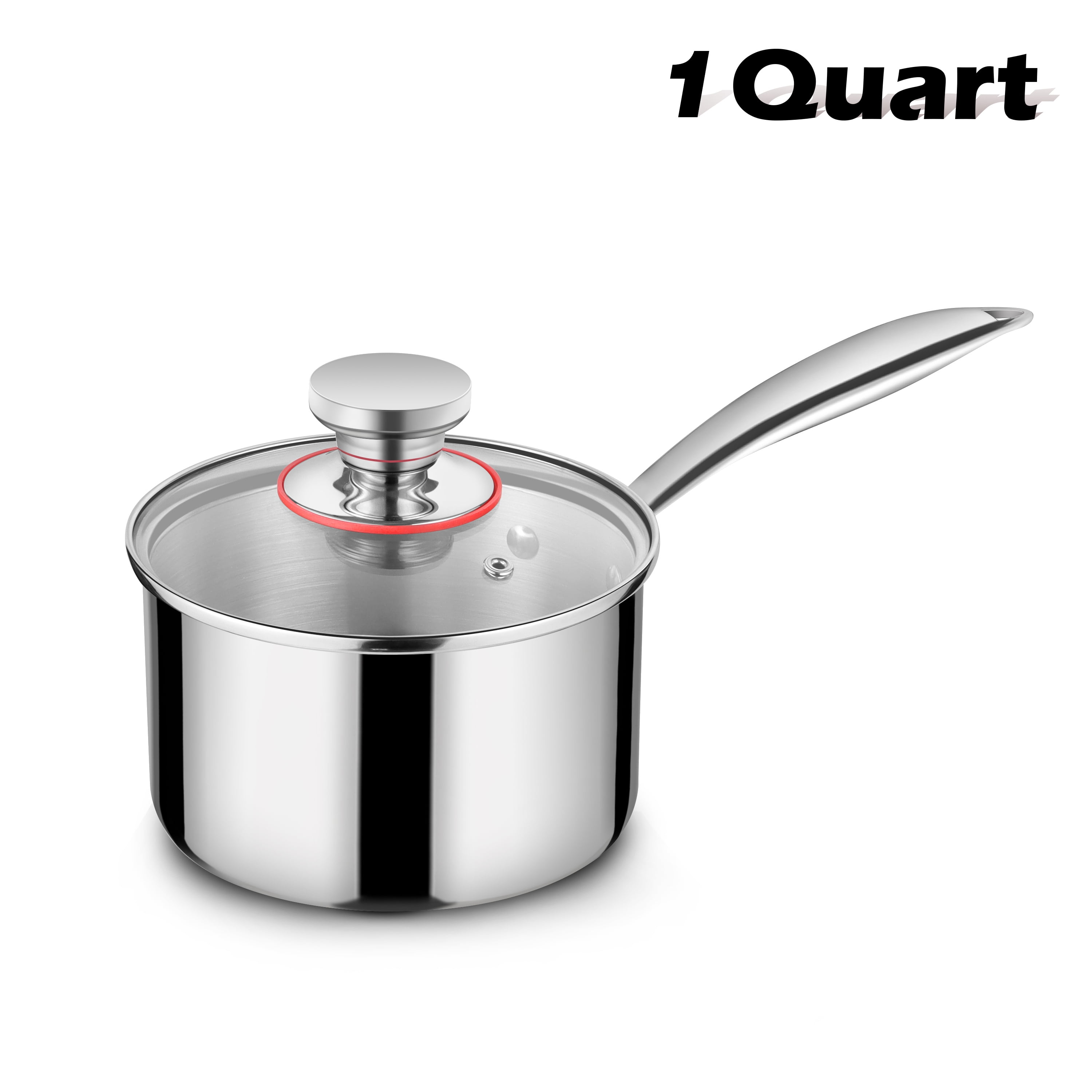 Walchoice 2QT & 1QT Saucepan Set, Stainless Steel Soup Pot with Lid for  Home Restaurant, Heat-Proof Handles & Dishwasher Safe