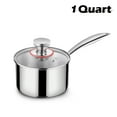 Walchoice 1 Quart TriPly Stainless Steel Saucepan, Induction Stewing & Cooking Pan with Glass