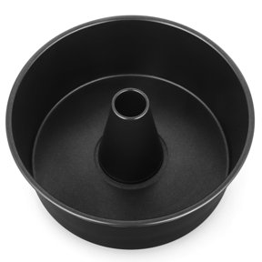 Walchoice 10 inch Angel Food Cake Pan, Stainless Steel Deep Cake Pan with Tube, Large Kitchen Metal Pans for Baking, Chiffon Cake Mold - Black