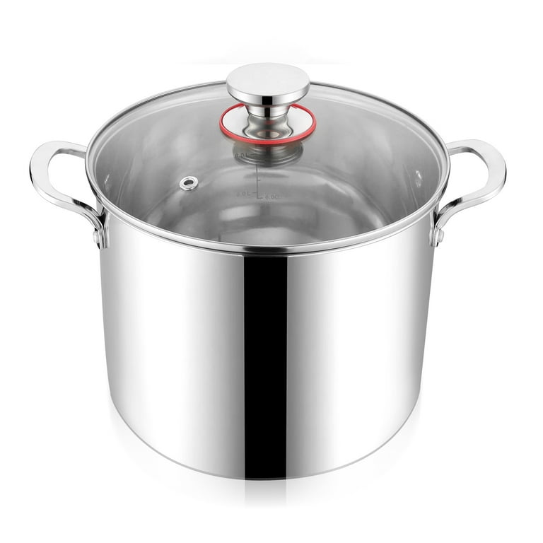 Walchoice 12 Quart 18/10 Stainless Steel Stockpot with Glass Lid, Extra  Large Soup Pot Cookware with Measuring Markings for Cooking Simmering  Stewing