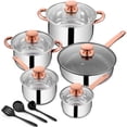 thumbnail image 1 of Walchoice 13-Piece Stainless Steel Pots and Pans Set, Kitchen Cookware Set with Glass Lid for Cooking, Induction & Dishwasher Safe, Copper, 1 of 8