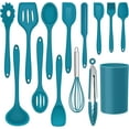 thumbnail image 1 of Walchoice 14 Pcs Cooking Utensils Set with Holder, Heat Resistant Silicone Kitchen Cookware Utensils Set, Kitchen Cooking Tools Includes Spatula Spoon Turner Whisk Tong, Blue, 1 of 7