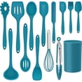 thumbnail image 1 of Walchoice 14 Pcs Cooking Utensils Set with Holder, Heat Resistant Silicone Kitchen Cookware Utensils Set, Kitchen Cooking Tools Includes Spatula Spoon Turner Whisk Tong, Blue, 1 of 7